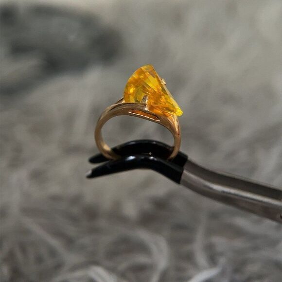 Sterling Gold Vermeil 925 Yellow Cz Taiwan Ring - Picture 6 of 8